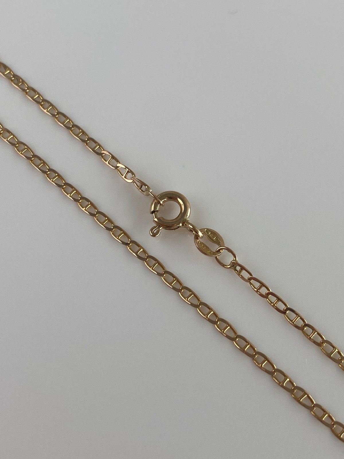 Vintage Solid 14k Yellow Gold Mariner Link Chain Necklace - 16.5 inches