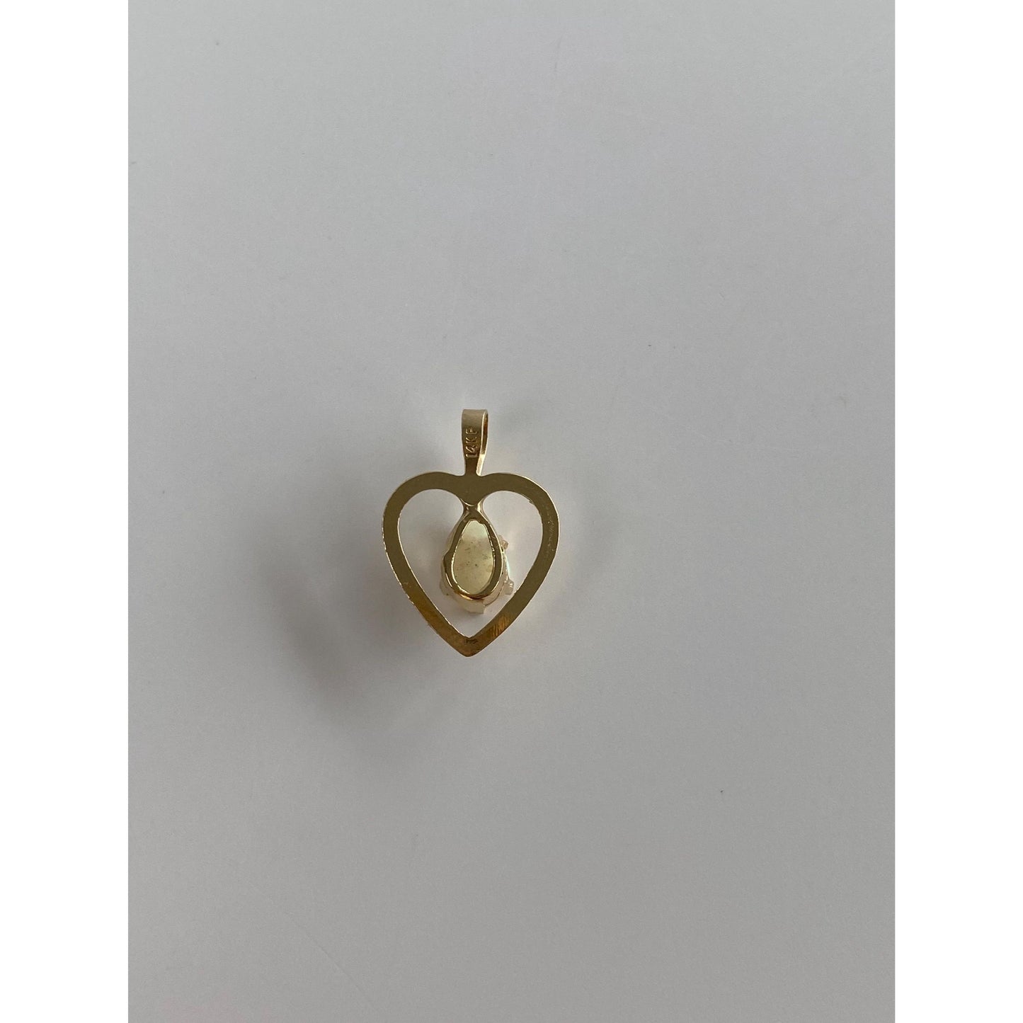 Vintage Solid 14k Yellow Gold Opal Heart Charm