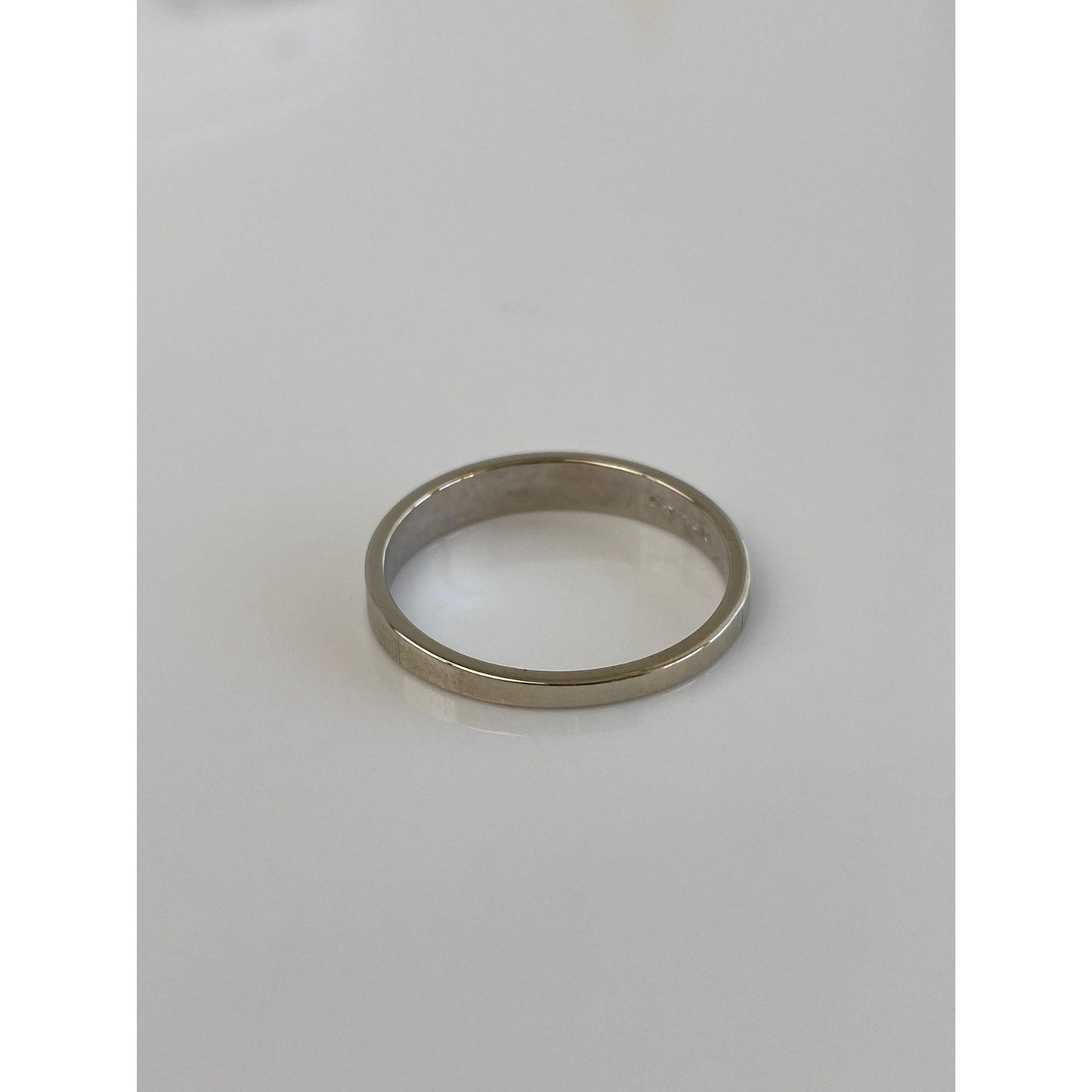 Vintage Solid 14k White Gold Diamond Cut Satin Ring Band - Size 10