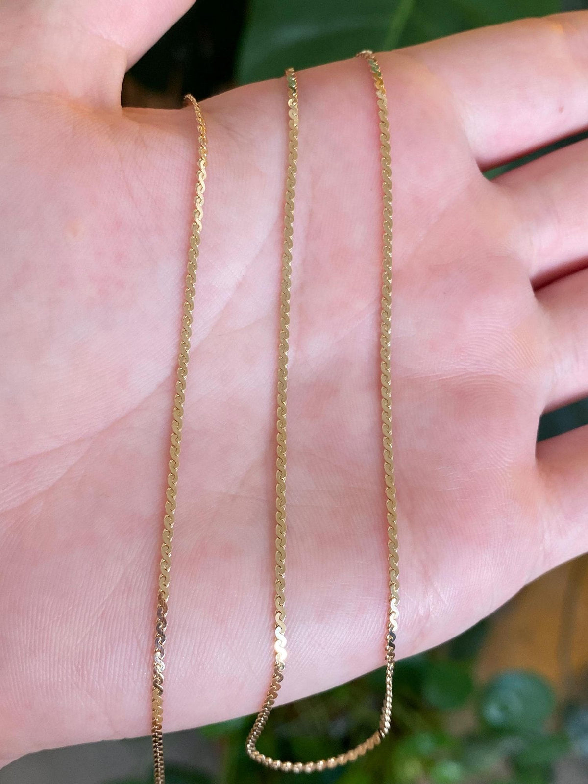 Vintage Solid 14k Yellow Gold Serpentine Chain Necklace - 20 inches