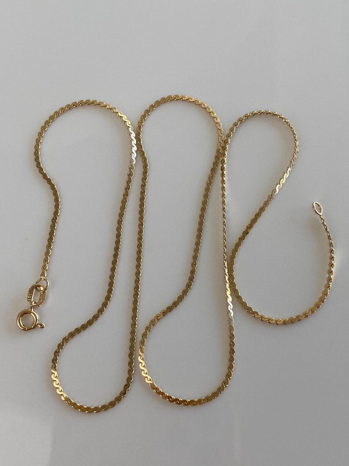 Vintage Solid 14k Yellow Gold Serpentine Chain Necklace - 20 inches