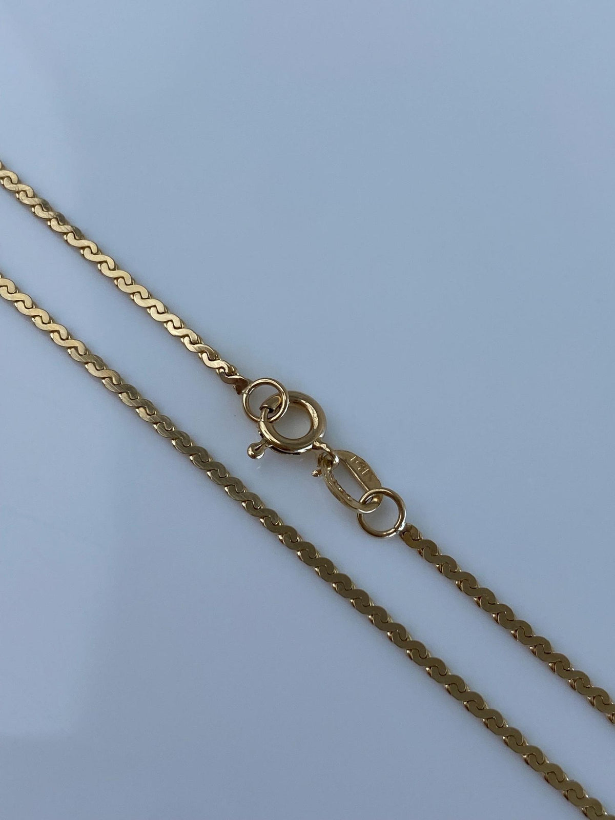 Vintage Solid 14k Yellow Gold Serpentine Chain Necklace - 20 inches