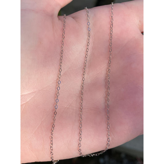 Vintage Solid 14k White Gold Cable Chain Necklace - 16.25 inches