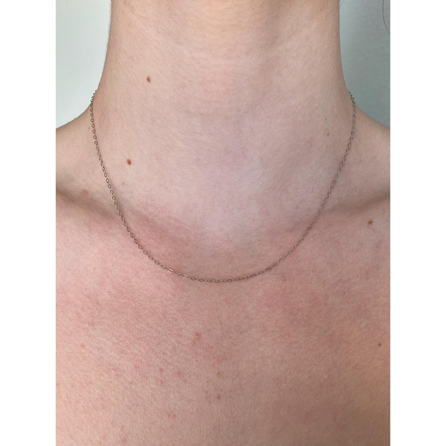 Vintage Solid 14k White Gold Cable Chain Necklace - 16.25 inches