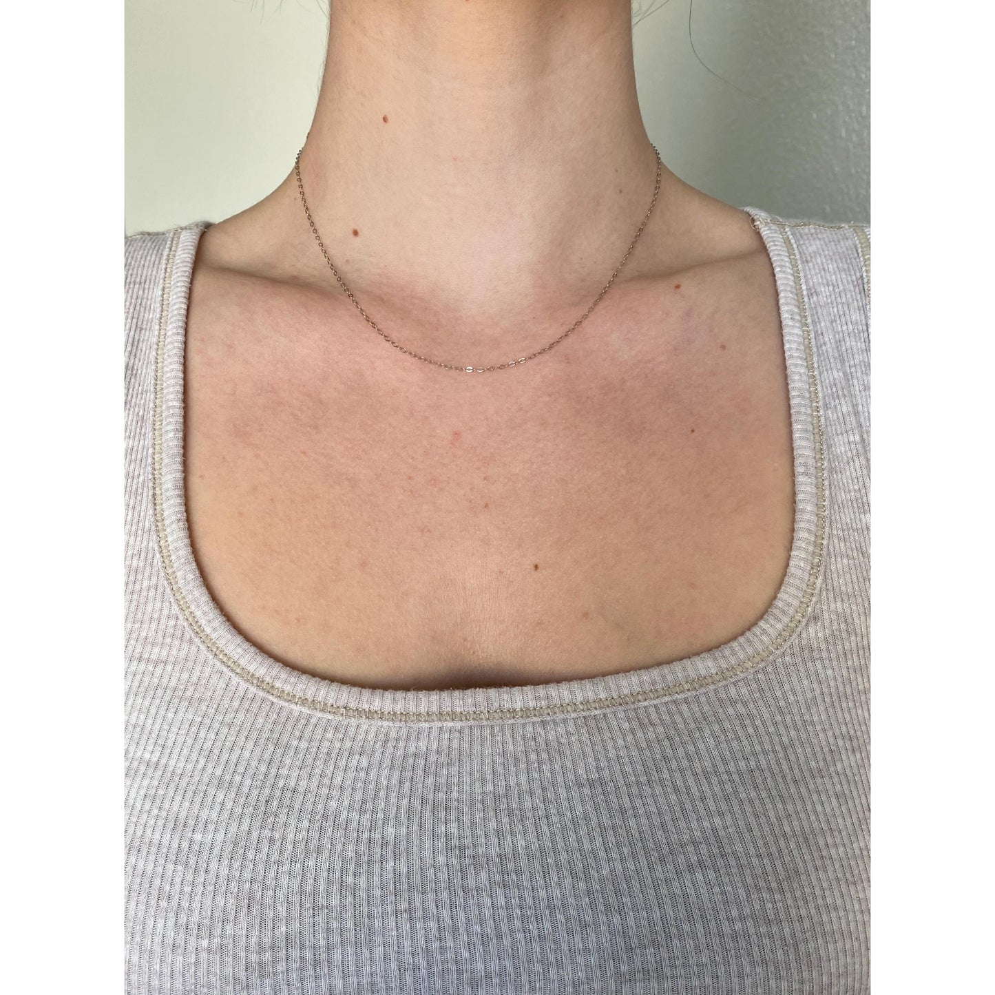 Vintage Solid 14k White Gold Cable Chain Necklace - 16.25 inches