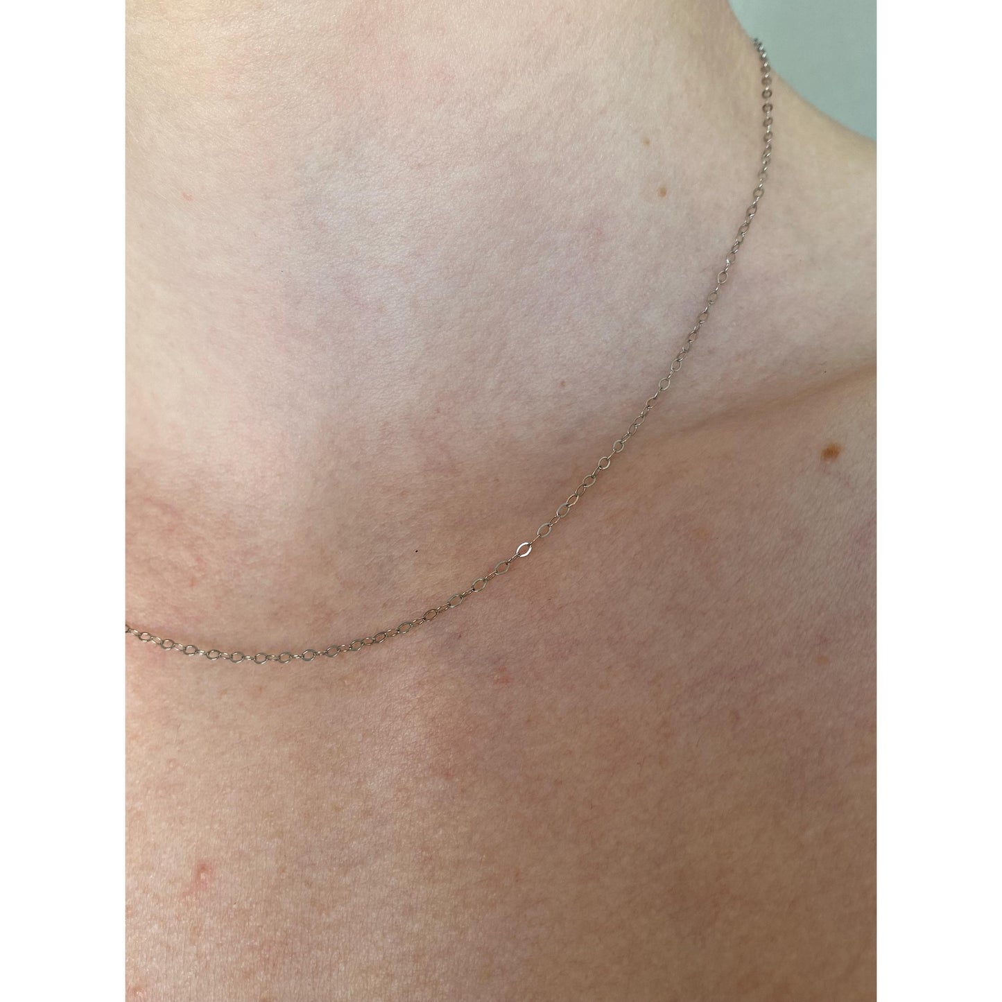 Vintage Solid 14k White Gold Cable Chain Necklace - 16.25 inches