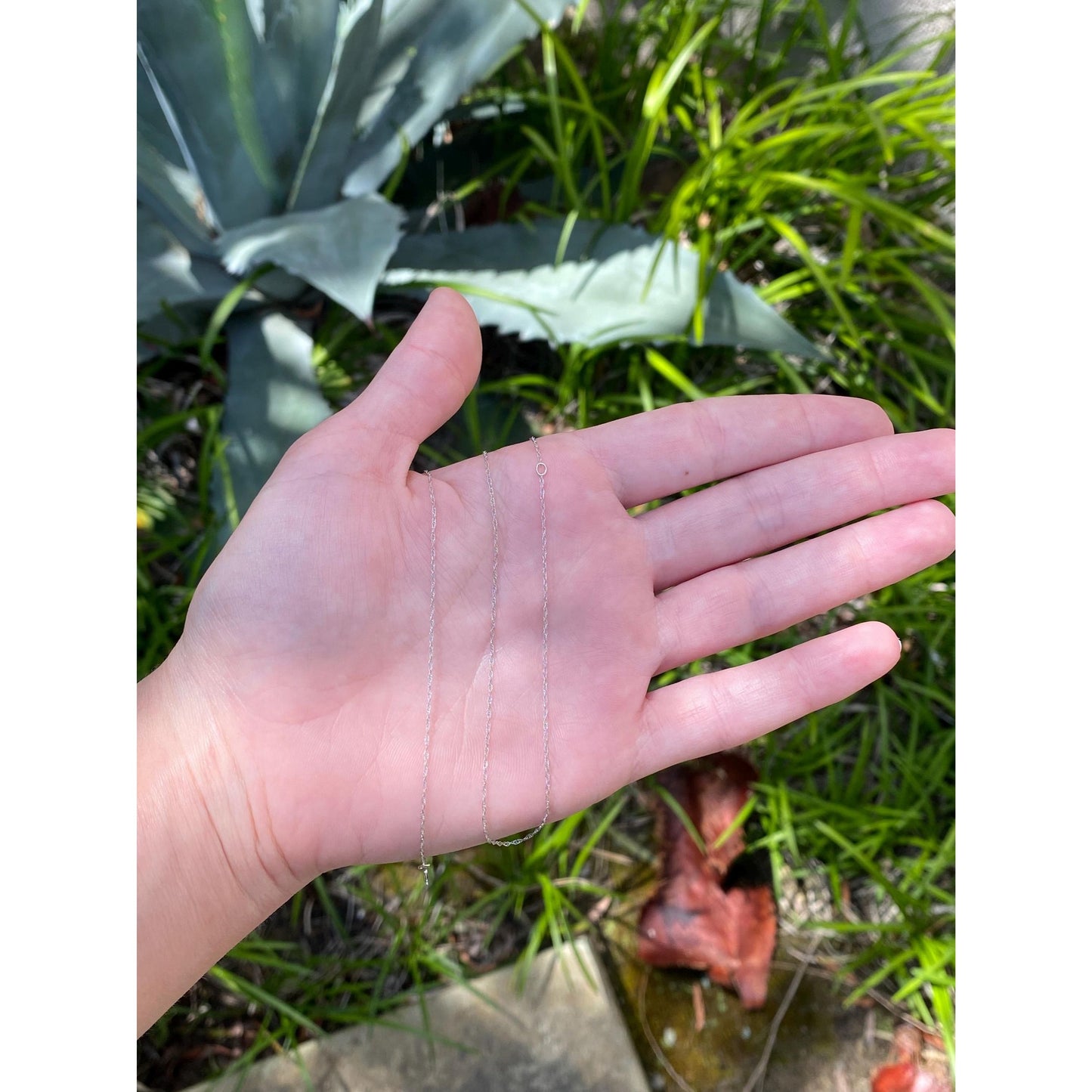 Vintage Solid 14k White Gold Dainty Chain Necklace - 18.75 inches