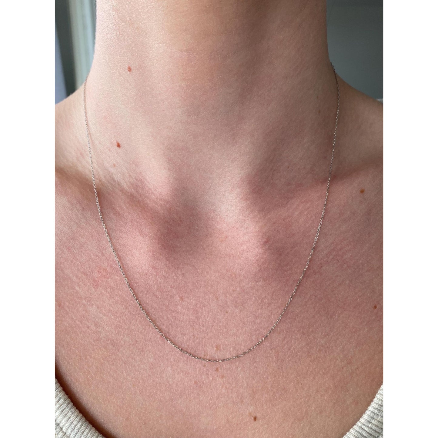 Vintage Solid 14k White Gold Dainty Chain Necklace - 18.75 inches