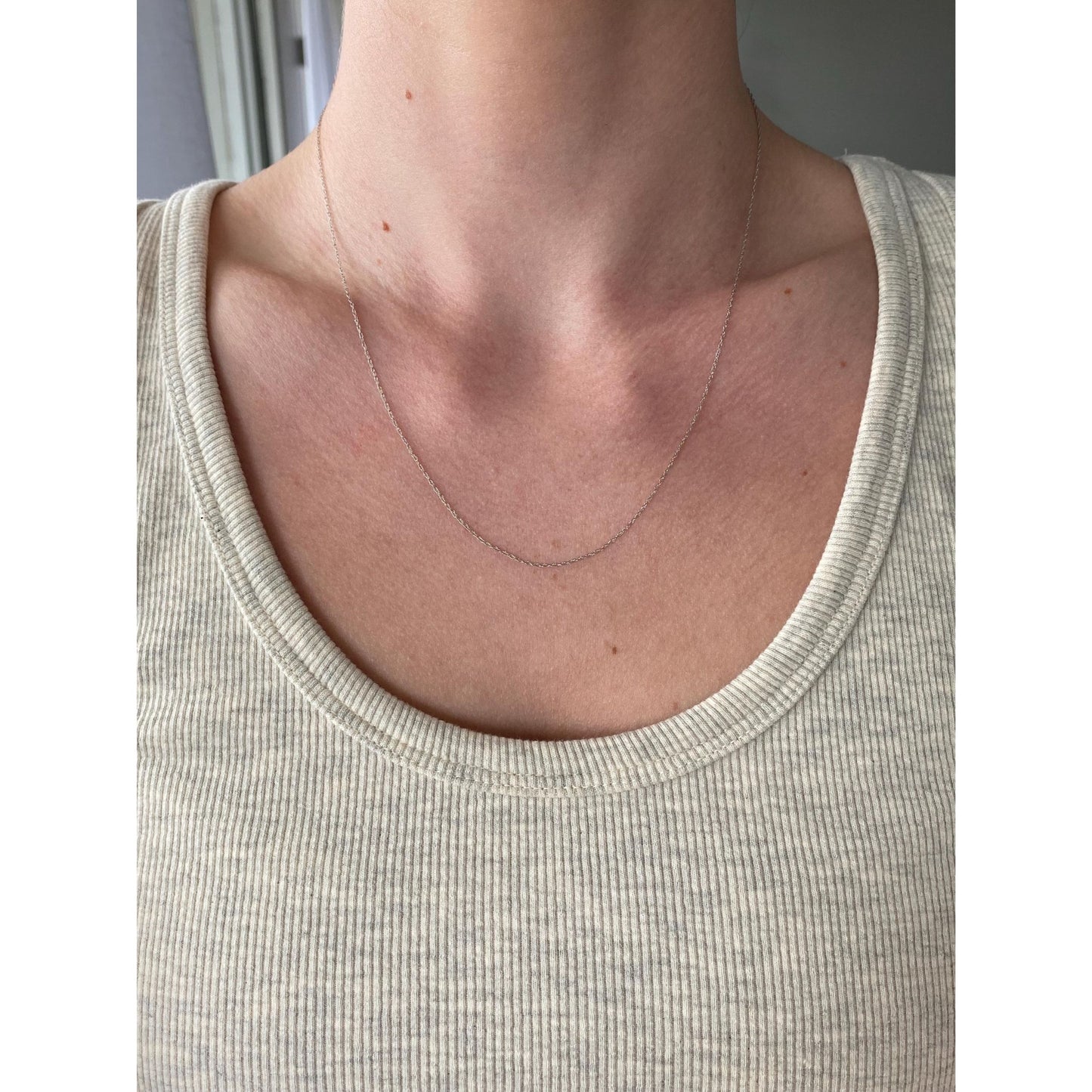 Vintage Solid 14k White Gold Dainty Chain Necklace - 18.75 inches