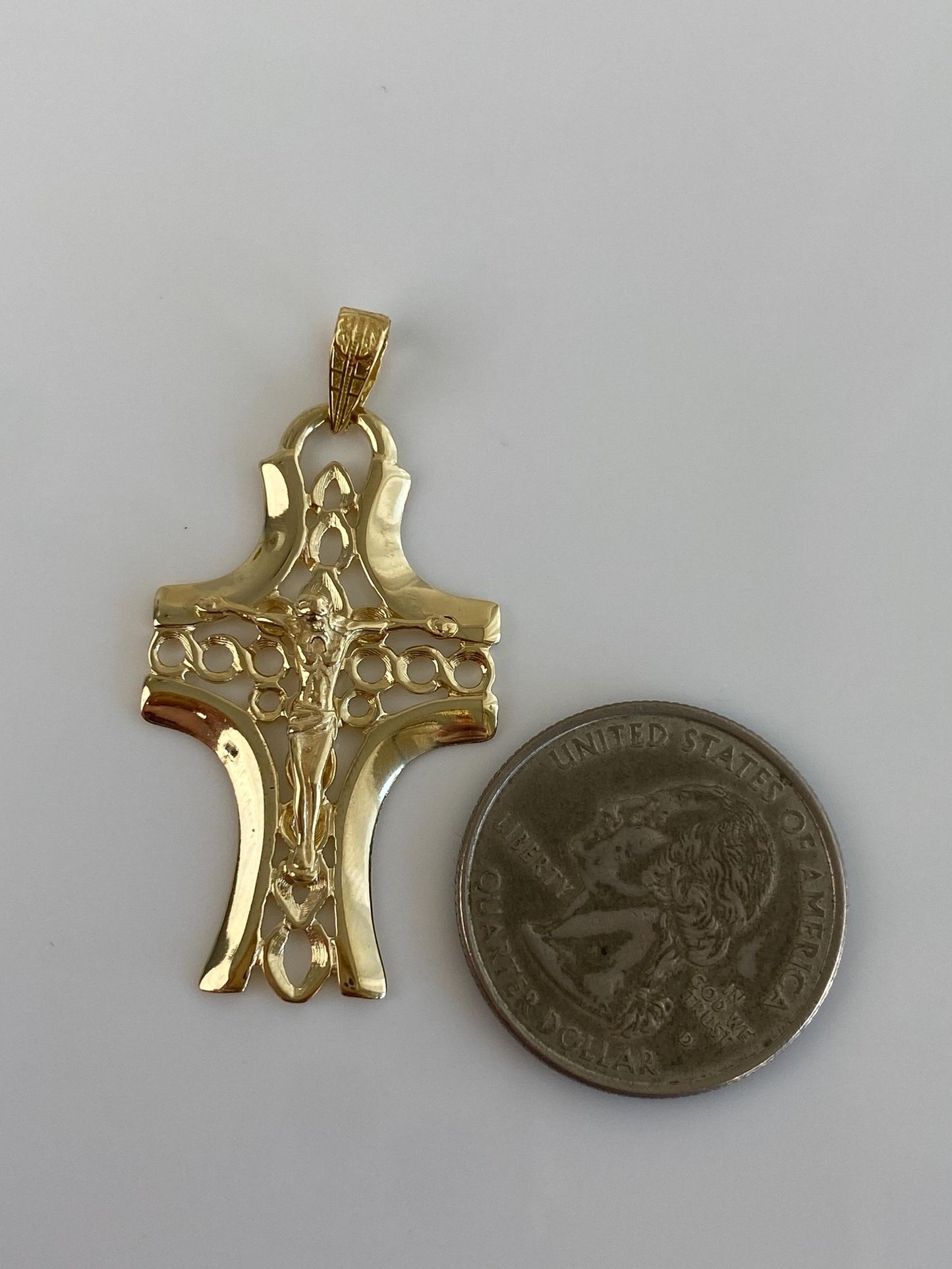 Vintage Solid 14k Yellow Gold Crucifix Cross Charm