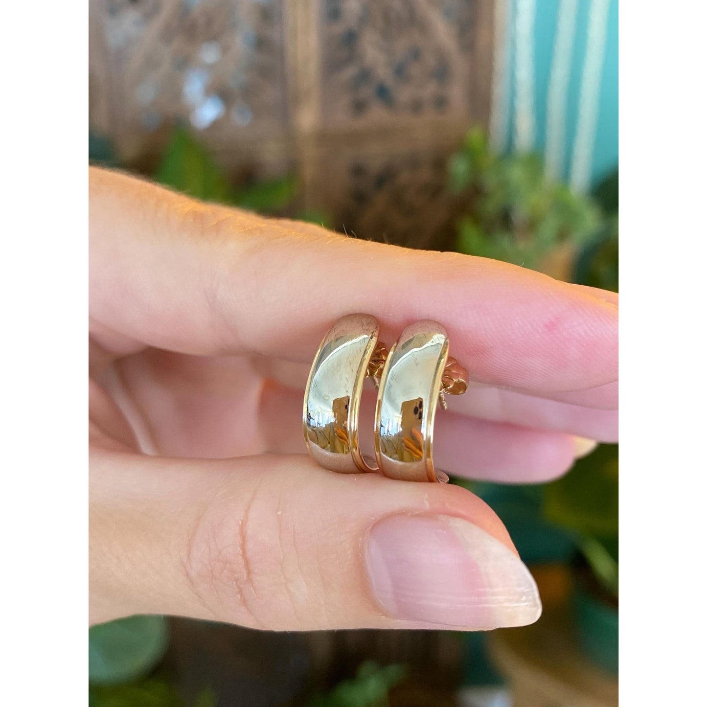 Vintage Solid 14k White & Yellow Gold Drop Earrings