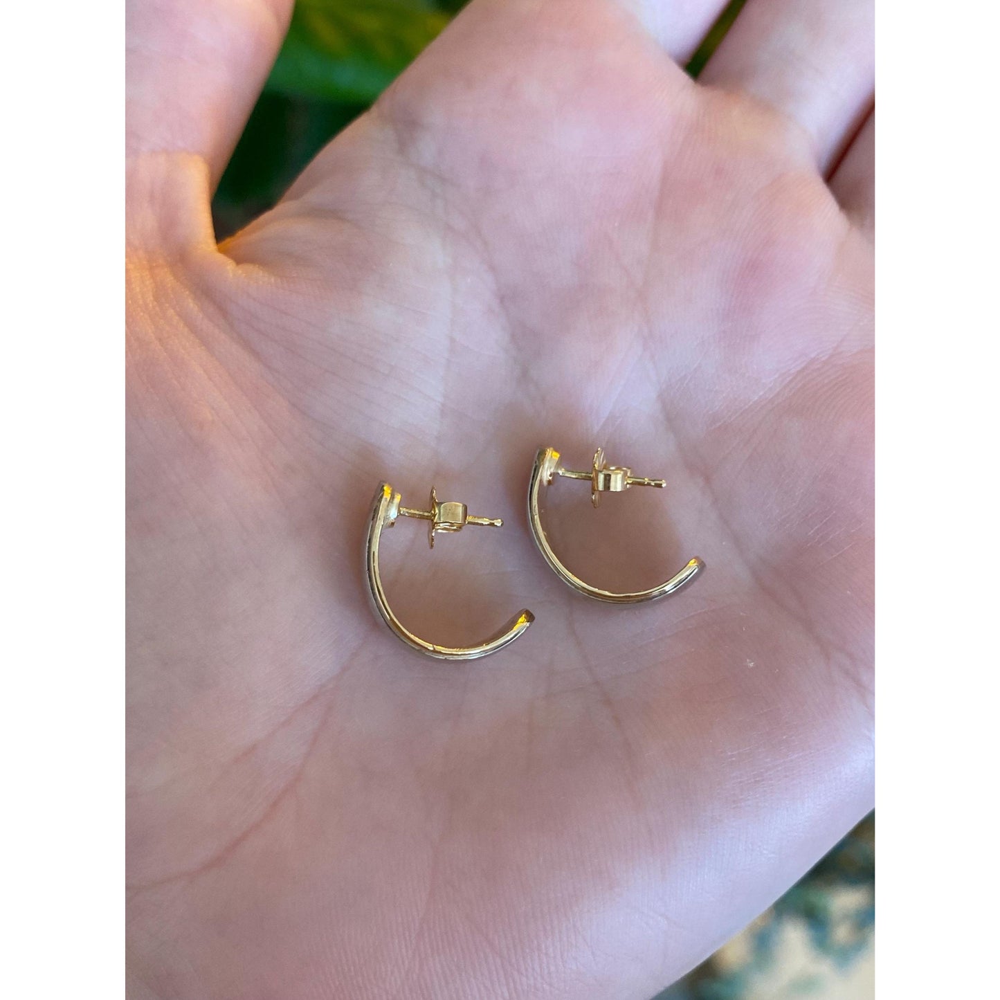 Vintage Solid 14k White & Yellow Gold Drop Earrings