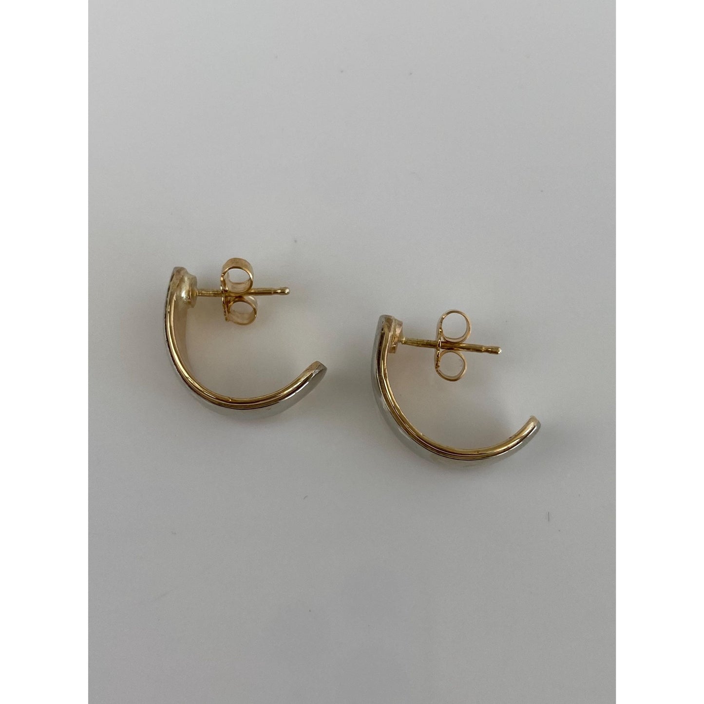 Vintage Solid 14k White & Yellow Gold Drop Earrings