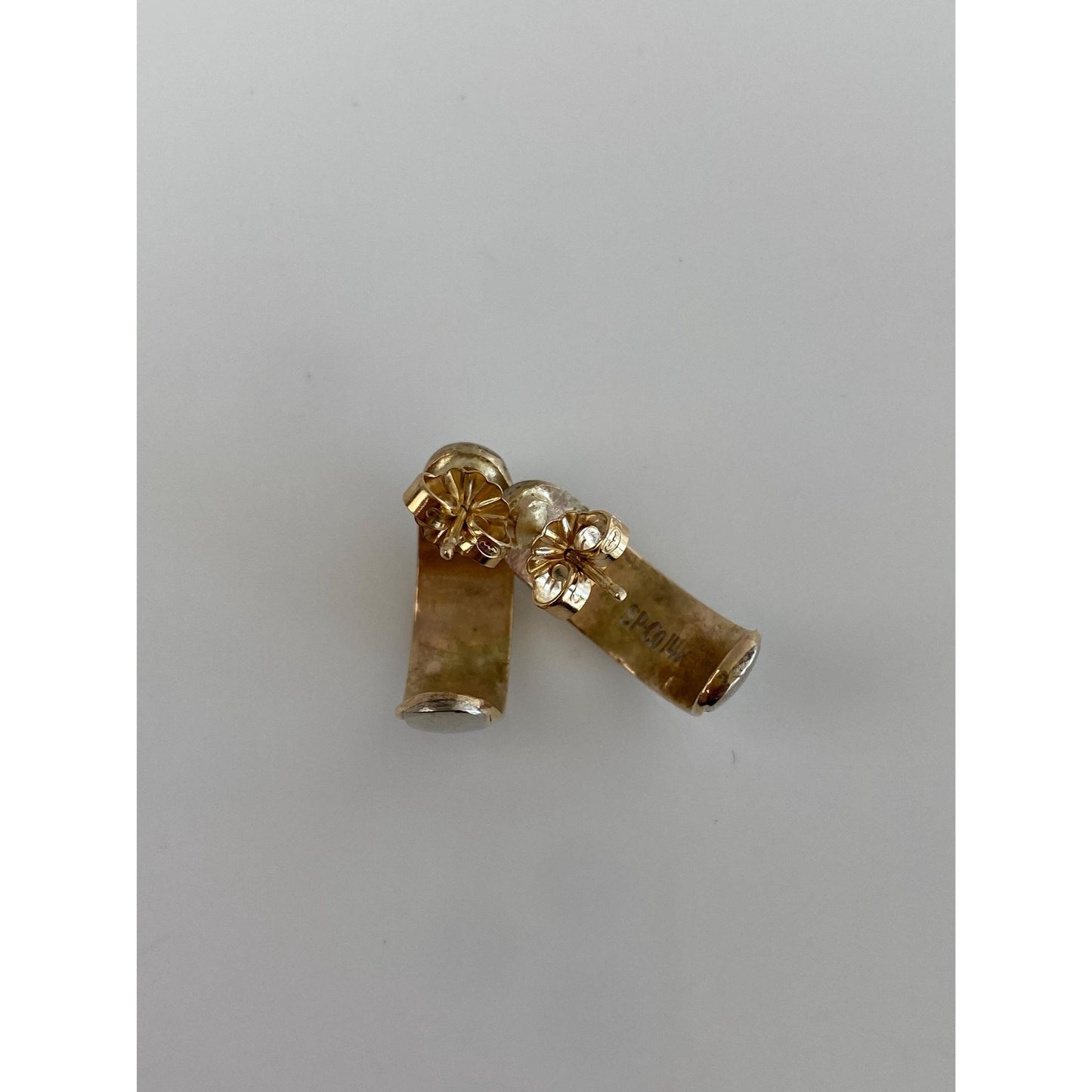 Vintage Solid 14k White & Yellow Gold Drop Earrings