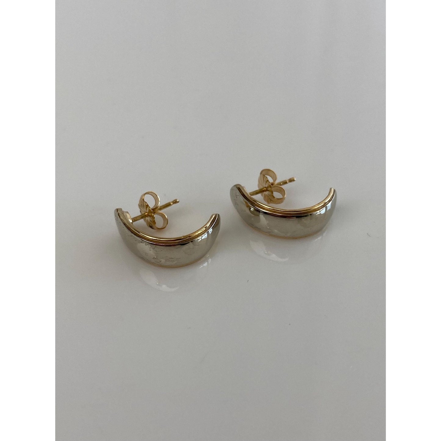 Vintage Solid 14k White & Yellow Gold Drop Earrings