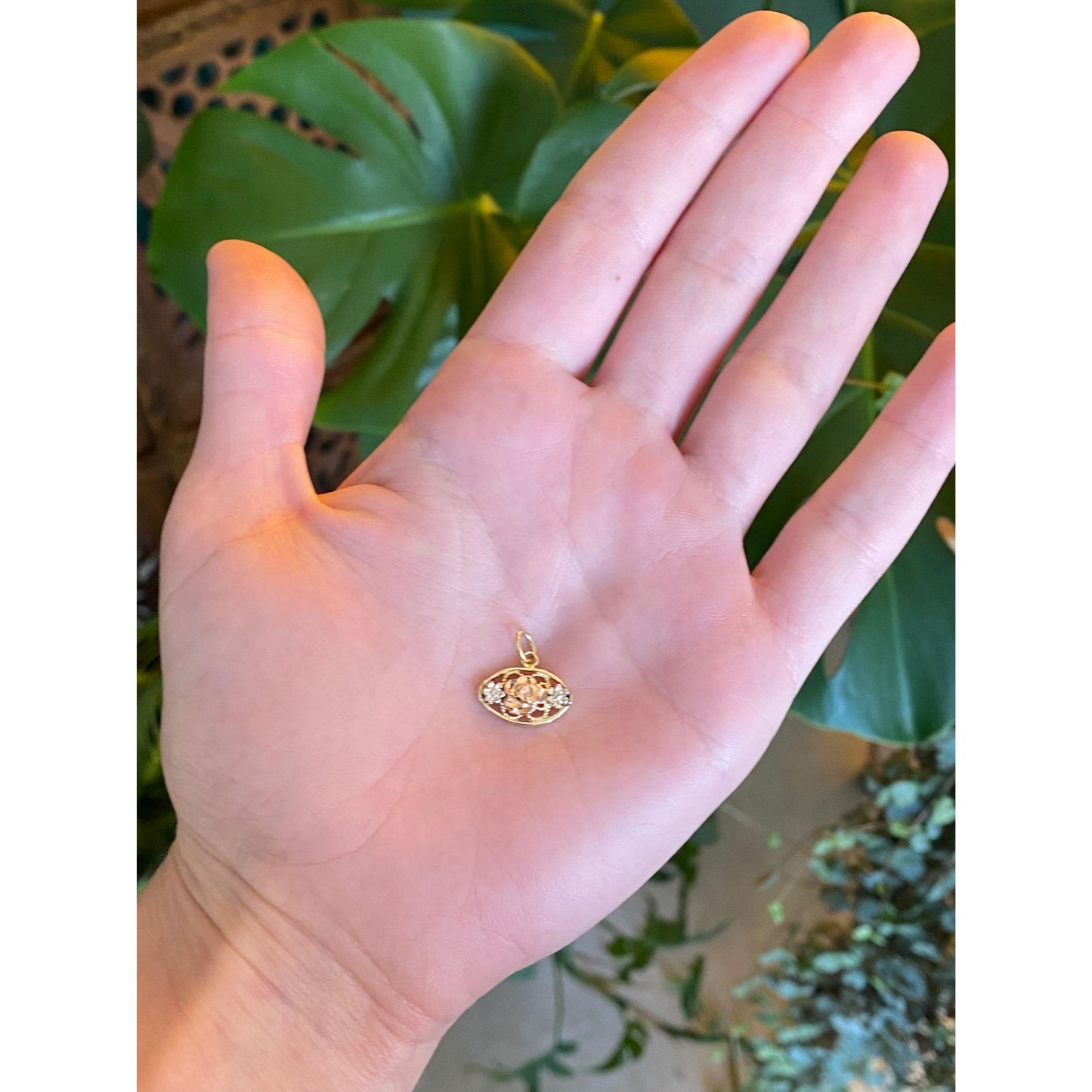 Solid 14k Tri Tone Gold Rose Flowers Charm