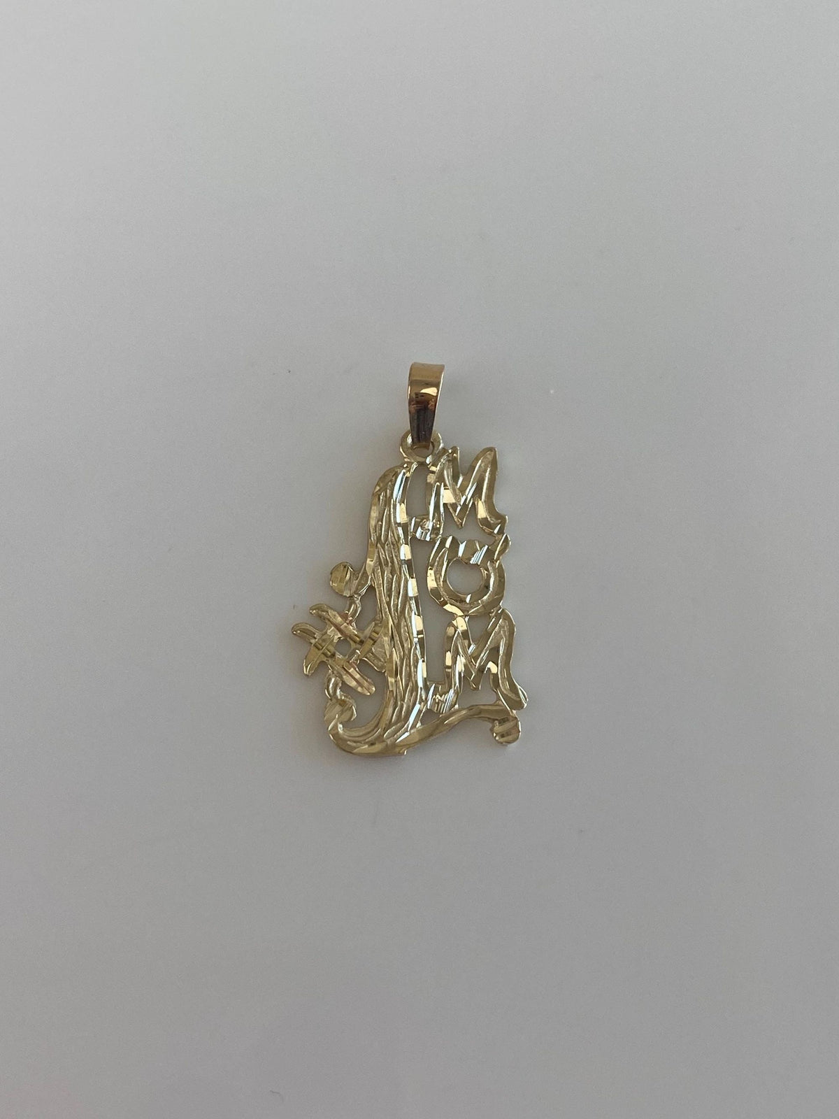 Vintage Solid 14k Yellow Gold Diamond Cut #1 Mom Charm