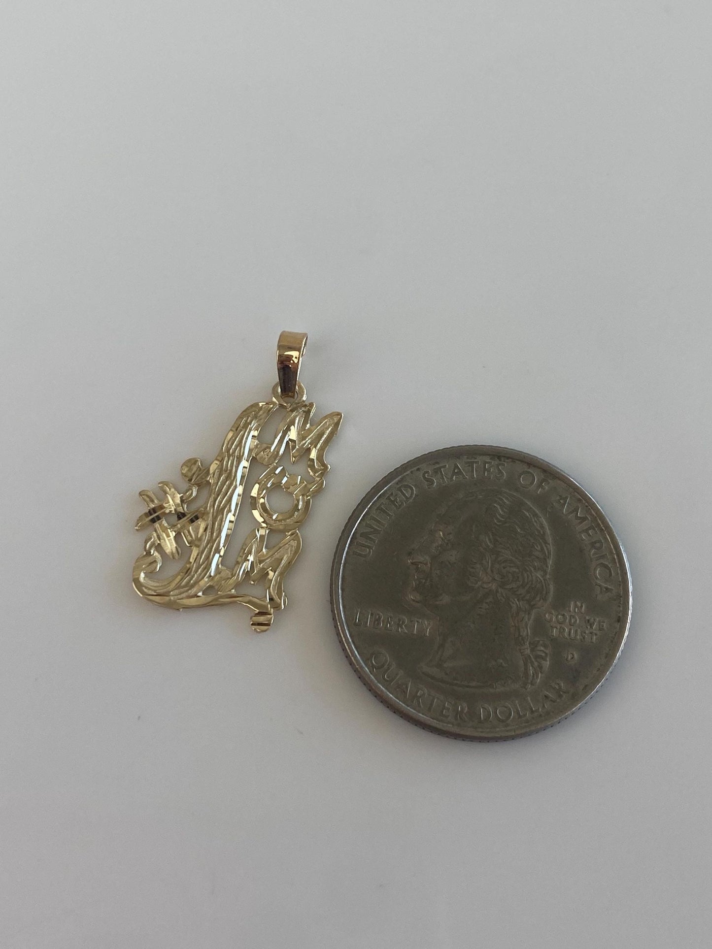 Vintage Solid 14k Yellow Gold Diamond Cut #1 Mom Charm