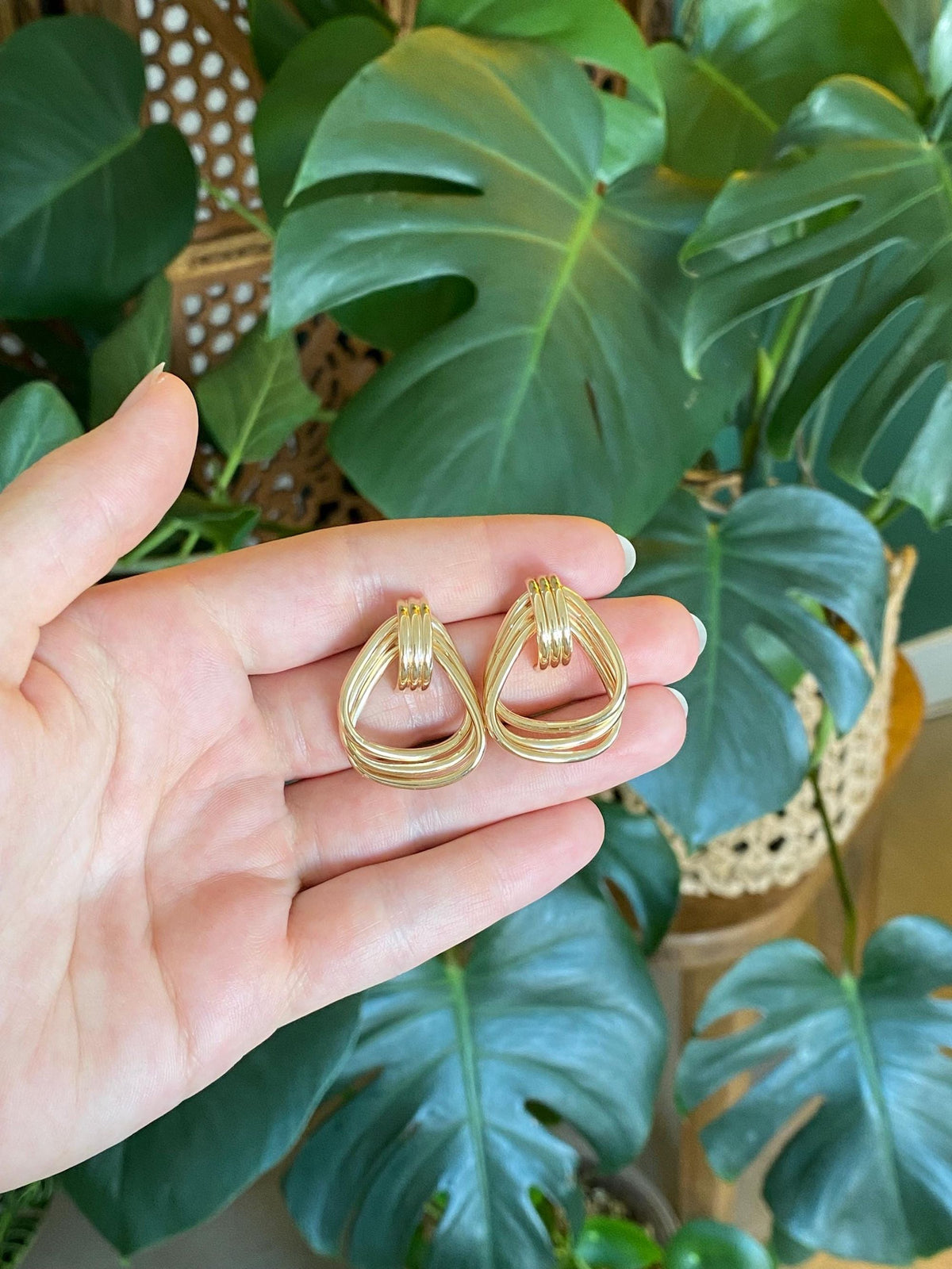 Vintage 14k Yellow Gold Large Layered Drop Earrings