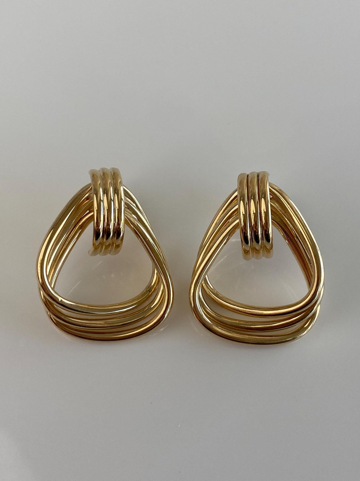 Vintage 14k Yellow Gold Large Layered Drop Earrings