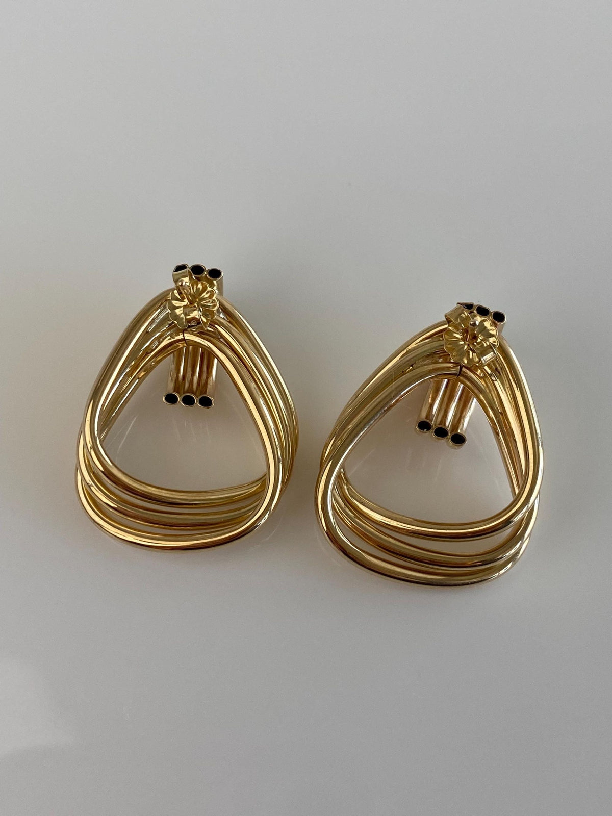 Vintage 14k Yellow Gold Large Layered Drop Earrings