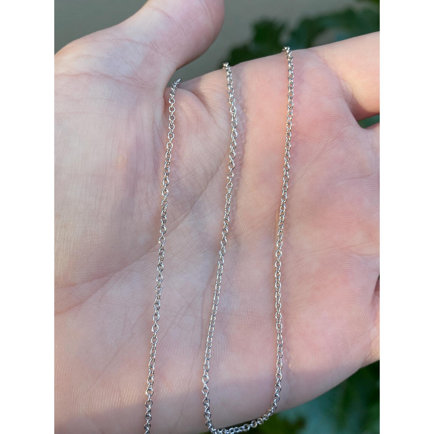 Vintage Solid 14k White Gold Rolo Chain Necklace - 15.25 inches
