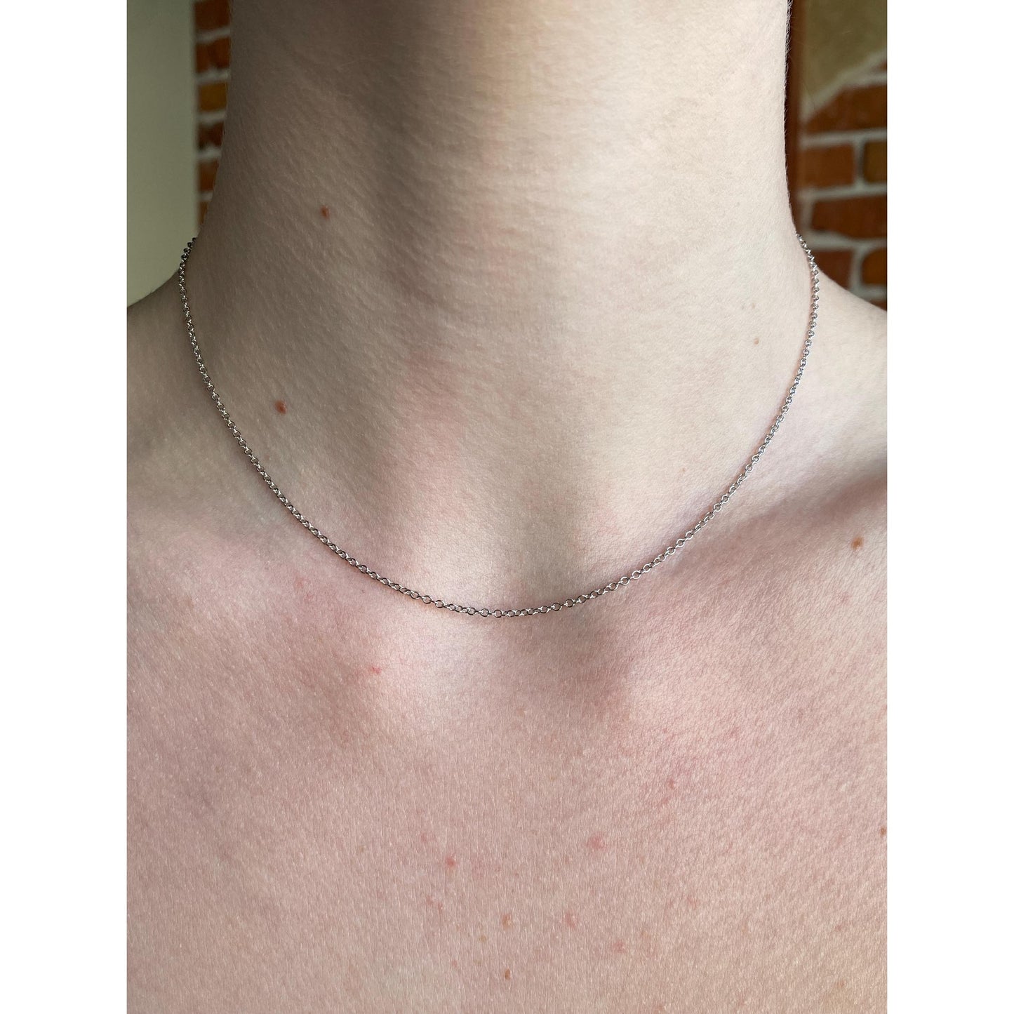 Vintage Solid 14k White Gold Rolo Chain Necklace - 15.25 inches