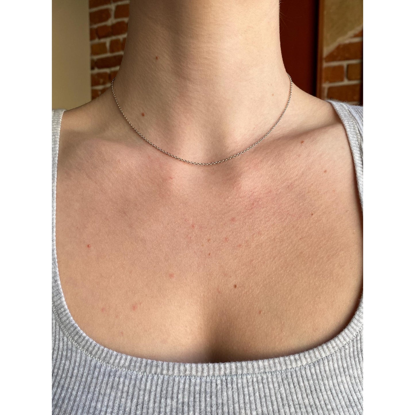 Vintage Solid 14k White Gold Rolo Chain Necklace - 15.25 inches