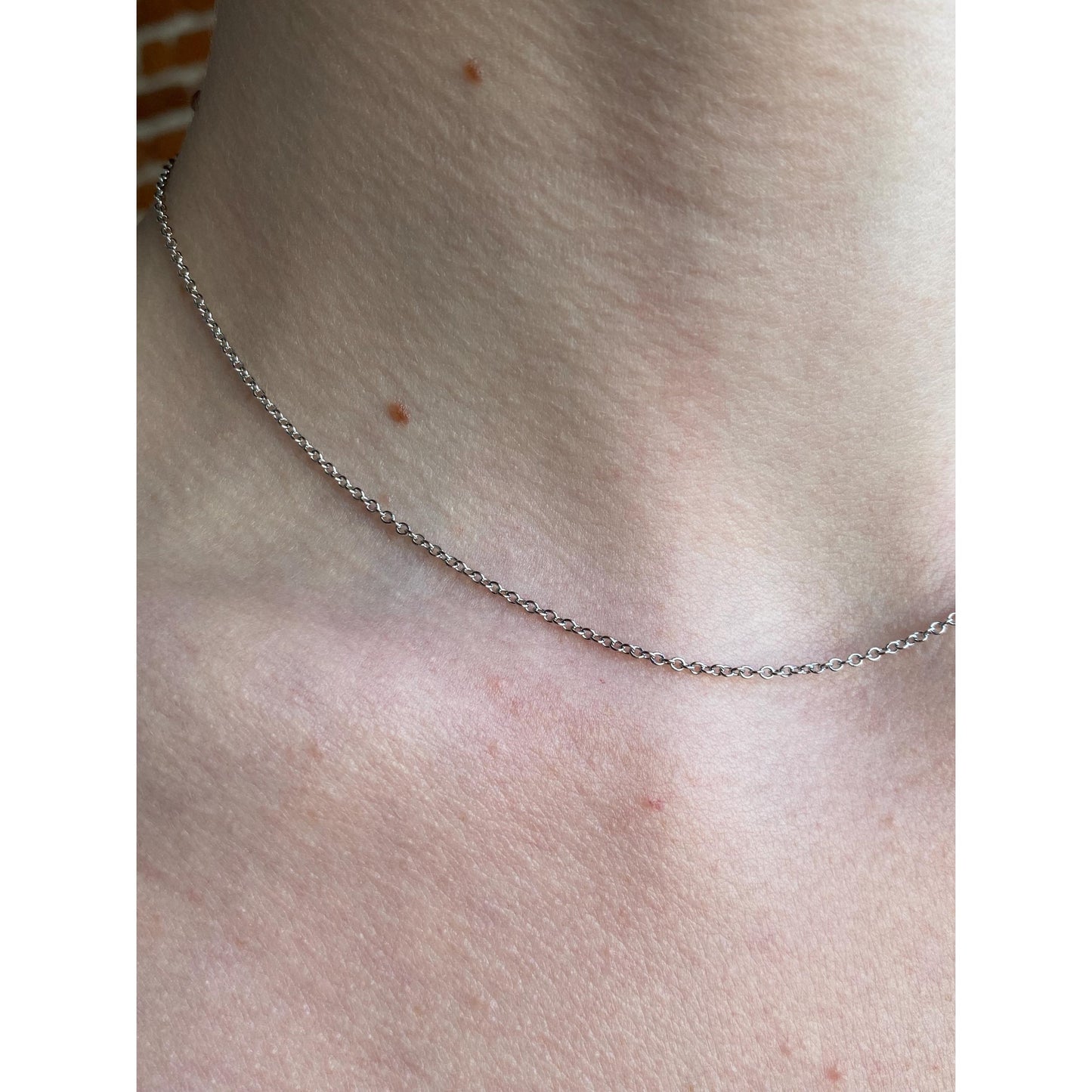 Vintage Solid 14k White Gold Rolo Chain Necklace - 15.25 inches