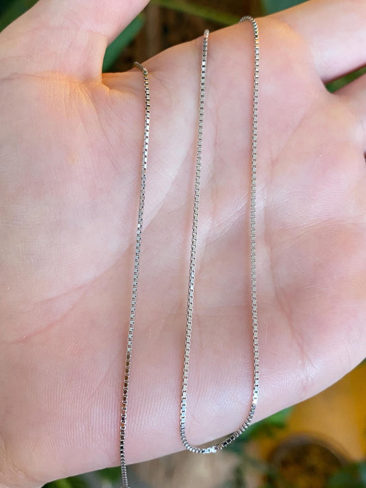 Vintage Solid 14k White Gold Box Chain Necklace - 17.75 inches