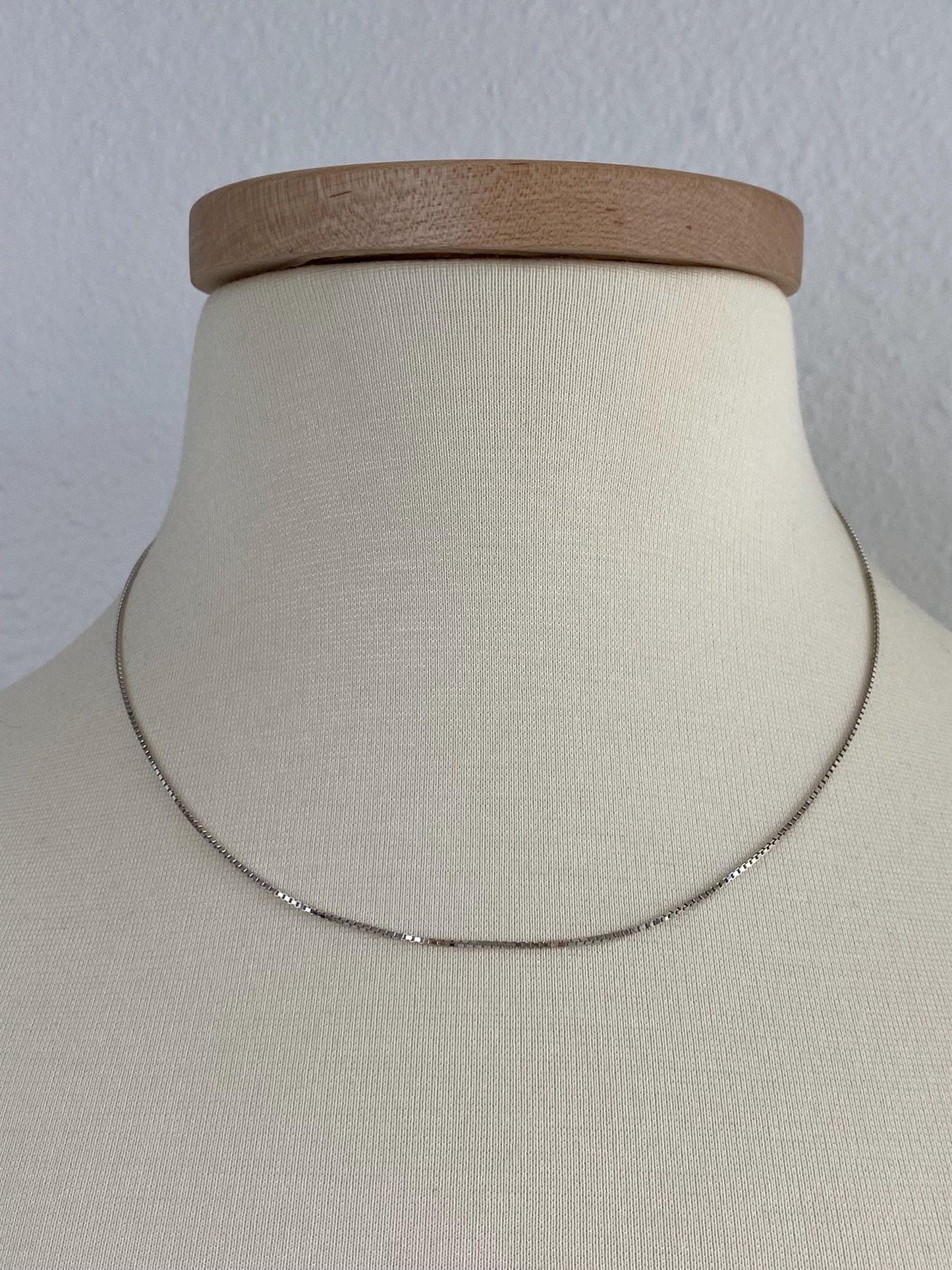 Vintage Solid 14k White Gold Box Chain Necklace - 17.75 inches