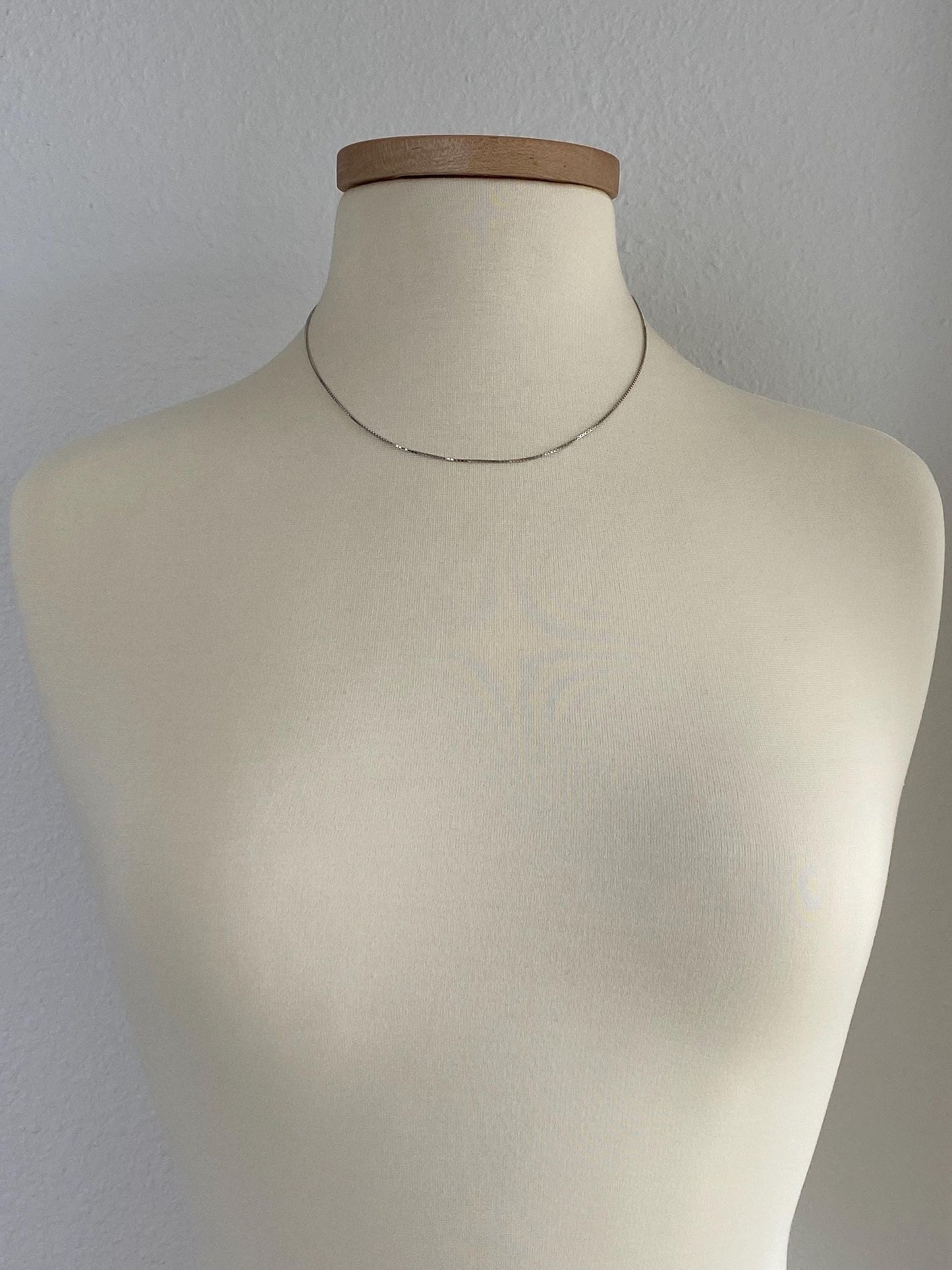 Vintage Solid 14k White Gold Box Chain Necklace - 17.75 inches