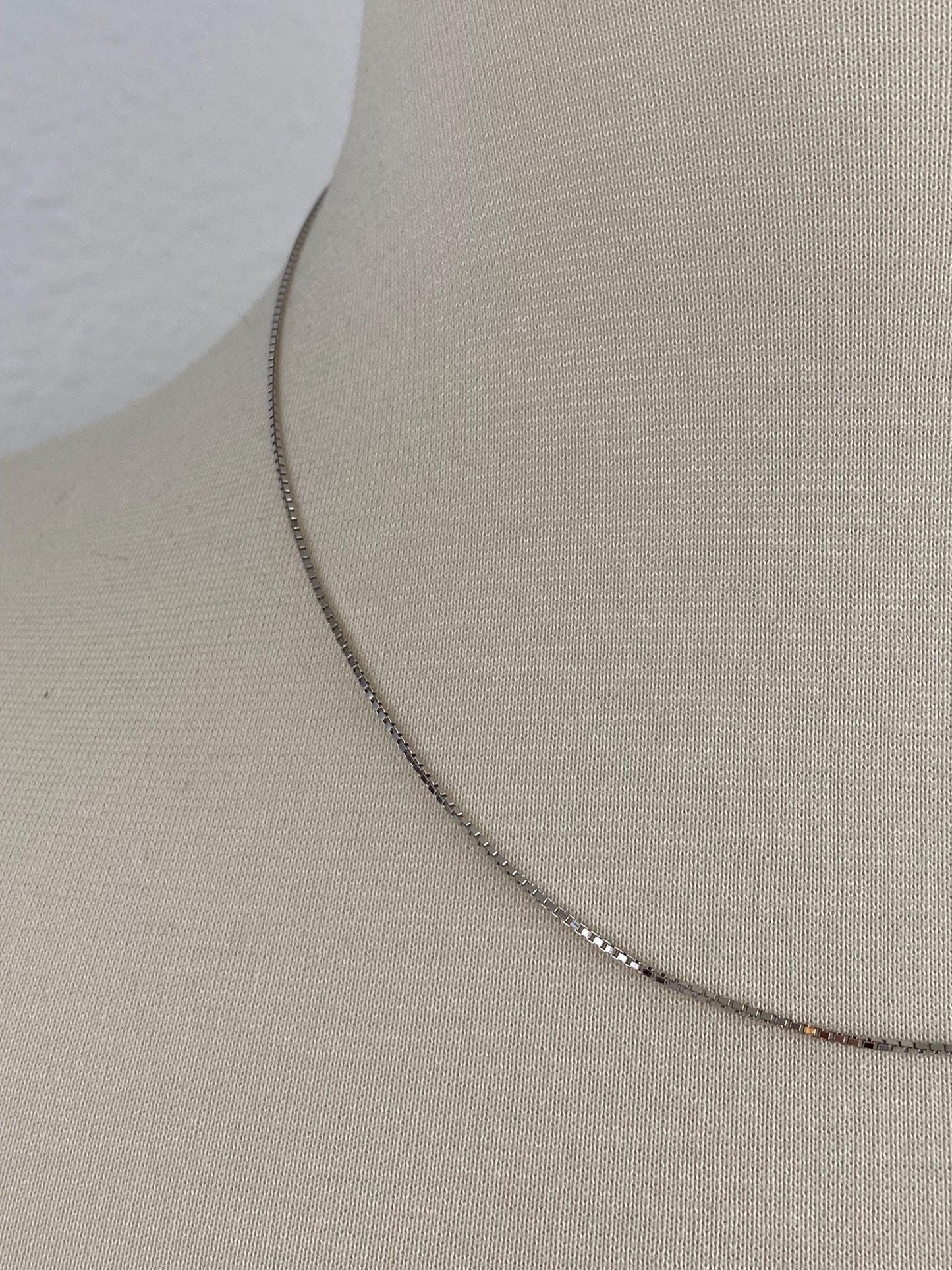 Vintage Solid 14k White Gold Box Chain Necklace - 17.75 inches