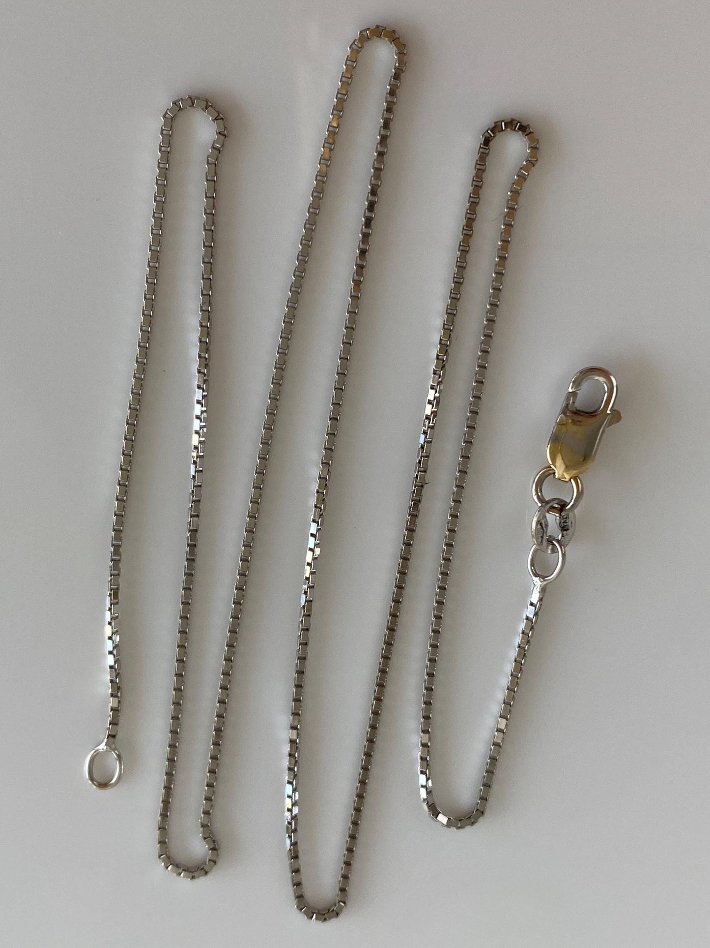 Vintage Solid 14k White Gold Box Chain Necklace - 17.75 inches