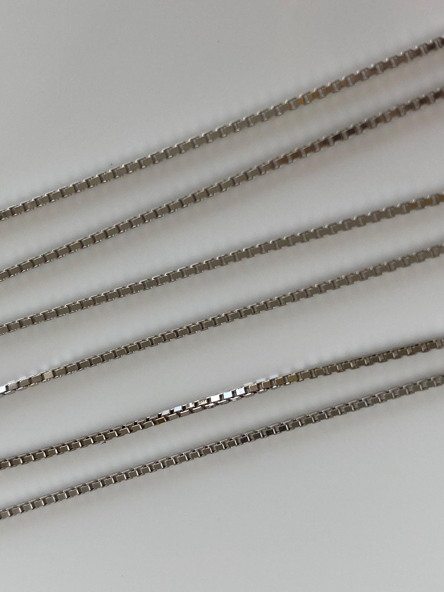 Vintage Solid 14k White Gold Box Chain Necklace - 17.75 inches