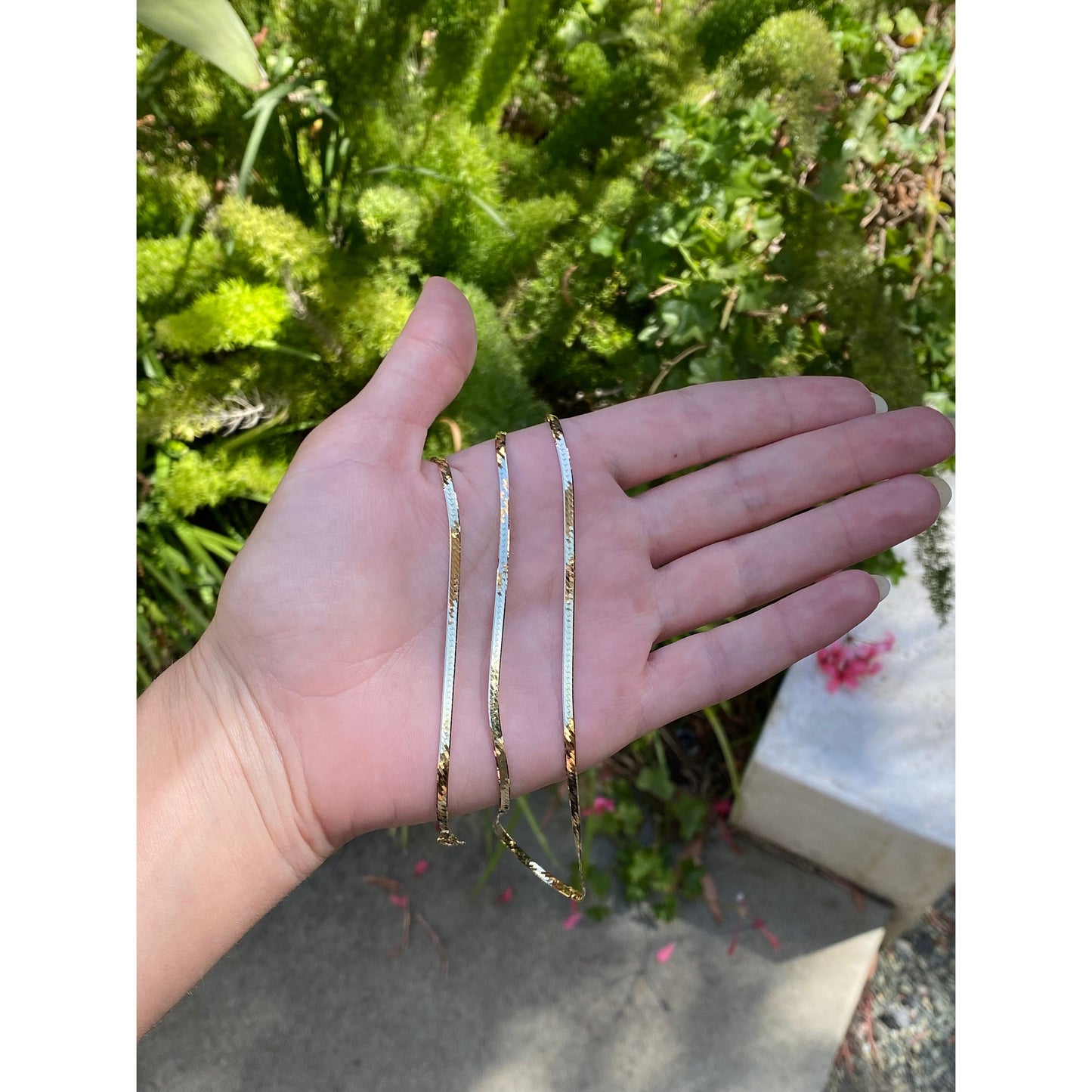 Vintage Solid 14k Yellow Gold Long Herringbone Chain Necklace - 29.75 inches