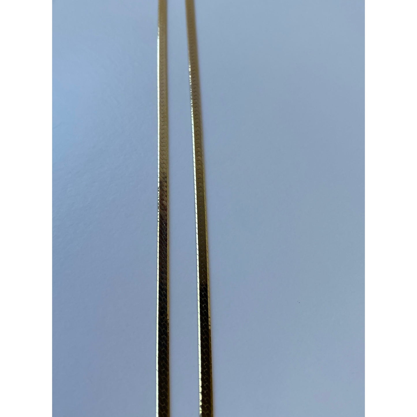 Vintage Solid 14k Yellow Gold Long Herringbone Chain Necklace - 29.75 inches