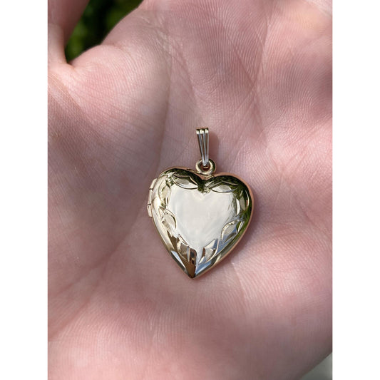 Vintage Solid 14k Yellow Gold Heart Locket Charm