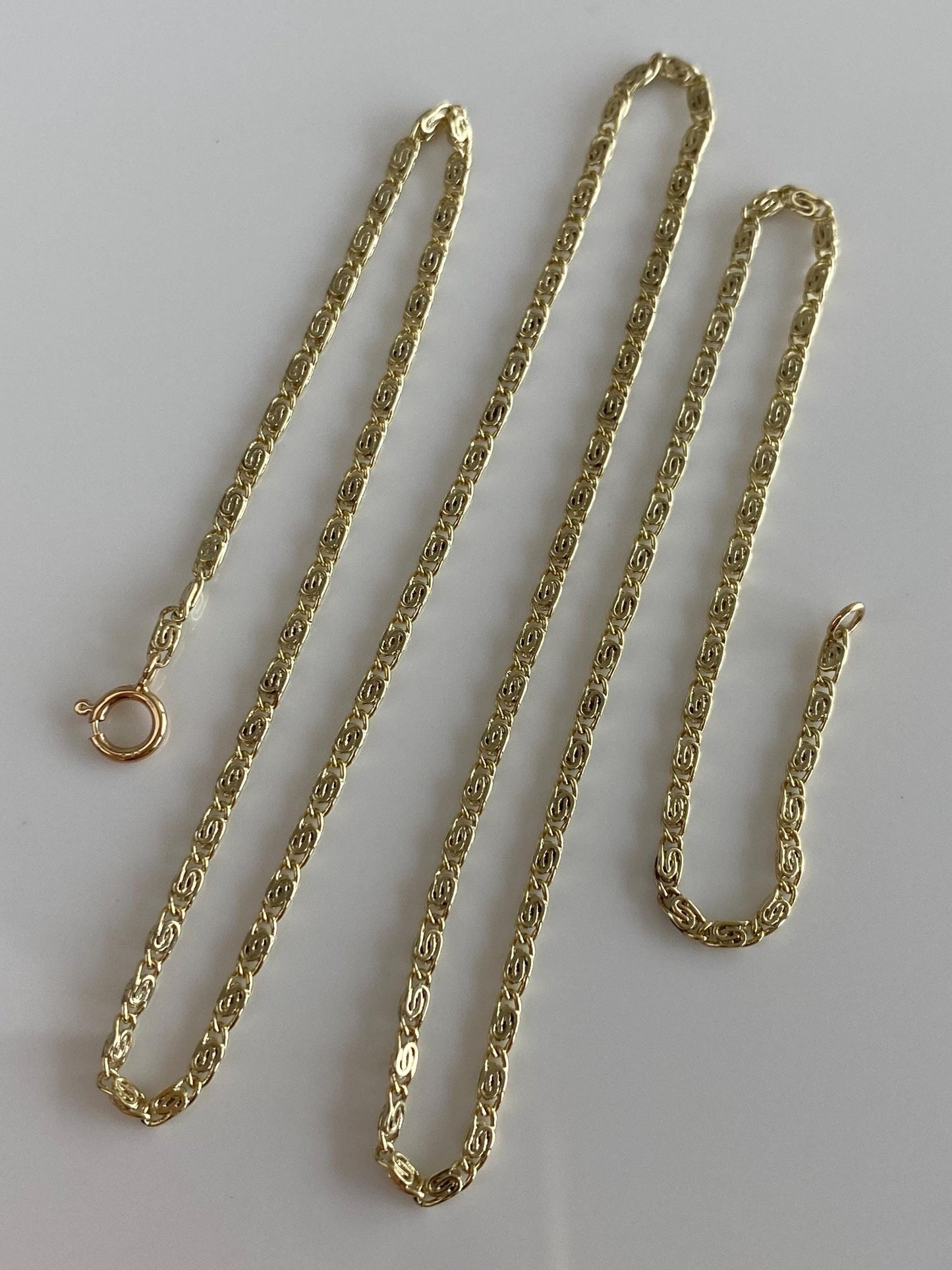 Vintage Solid 14k Yellow Gold Spiral Link Chain Necklace - 17.25 inches
