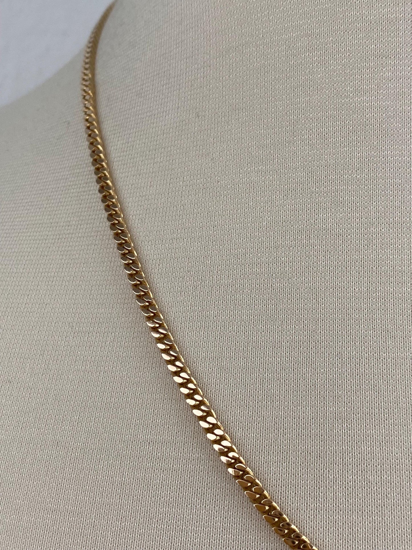 Vintage Solid 12k Yellow Gold Flat Curb Chain Necklace - 21 inches