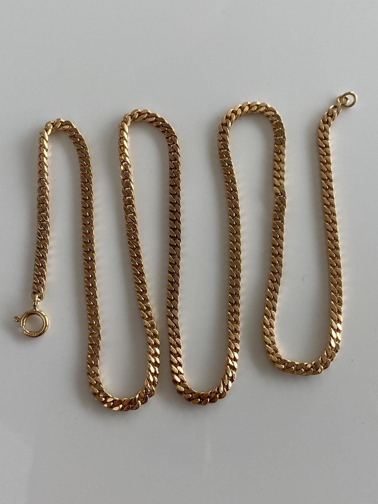 Vintage Solid 12k Yellow Gold Flat Curb Chain Necklace - 21 inches
