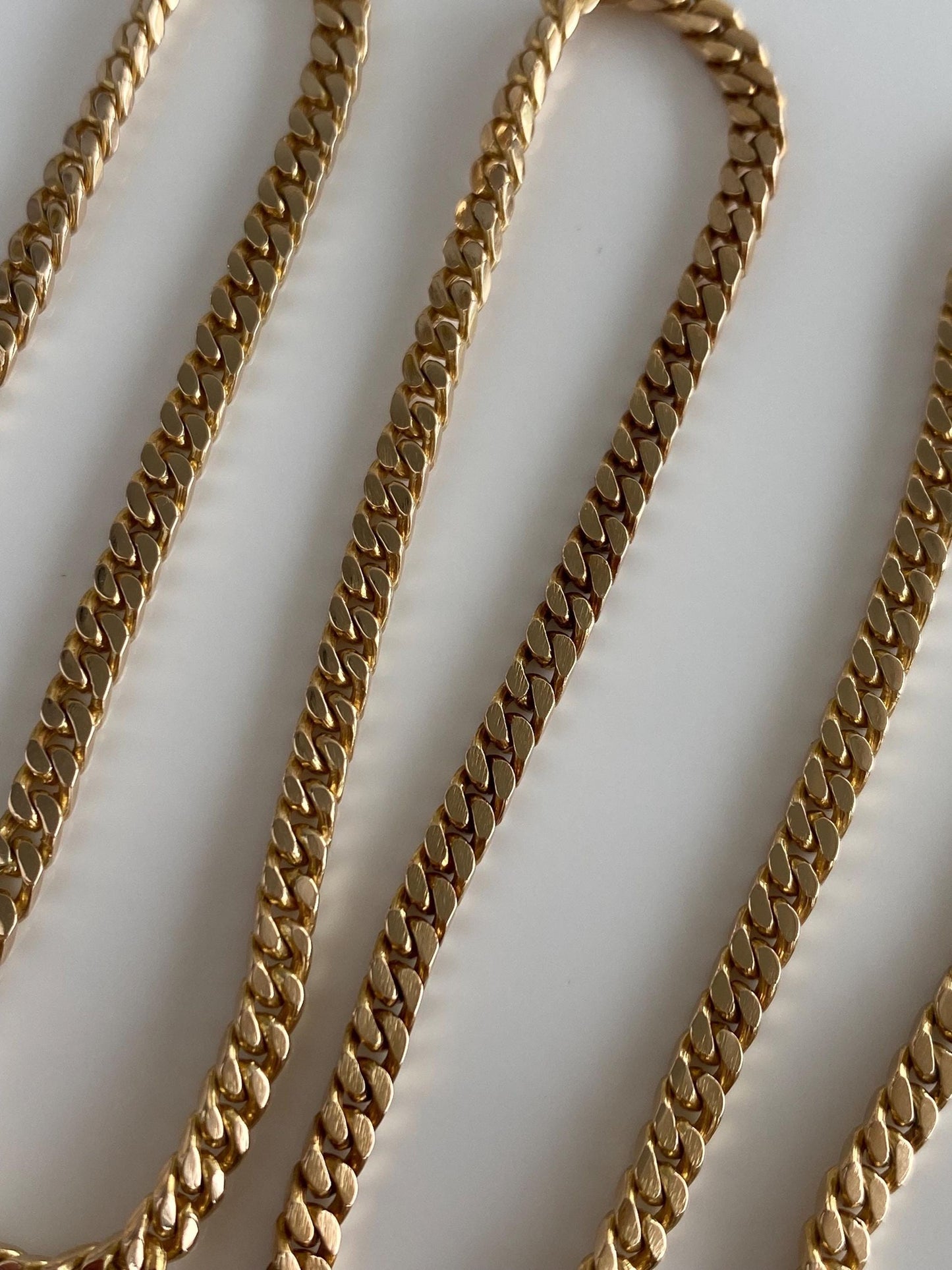 Vintage Solid 12k Yellow Gold Flat Curb Chain Necklace - 21 inches