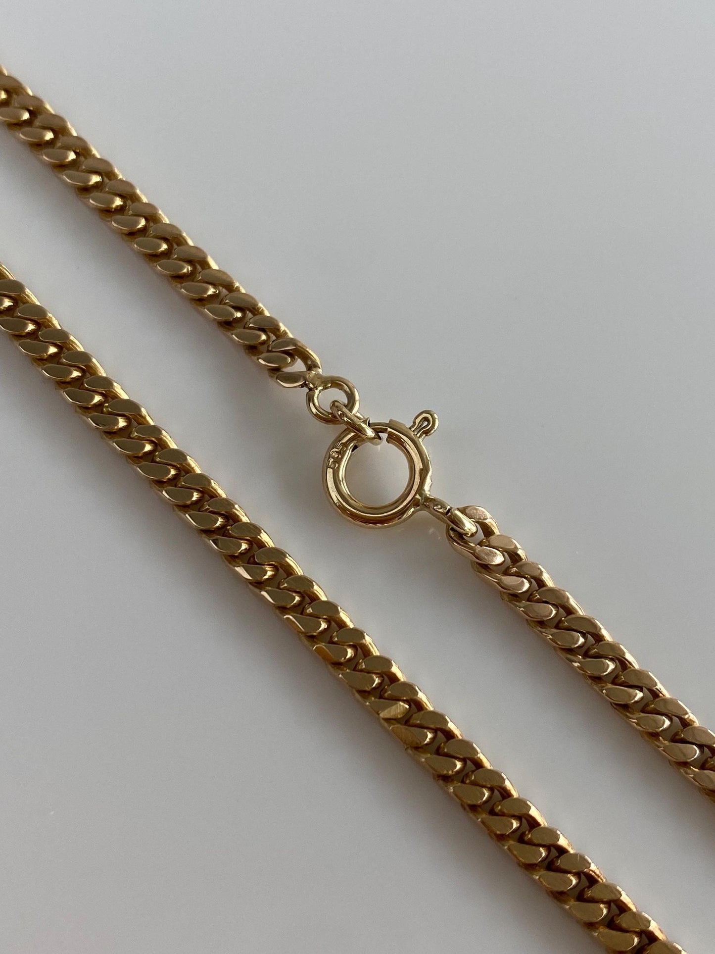 Vintage Solid 12k Yellow Gold Flat Curb Chain Necklace - 21 inches