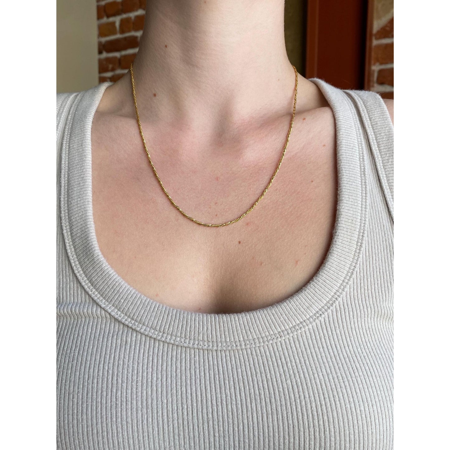 Solid 18k Yellow Gold Twist Chain Necklace - 19.75 inches