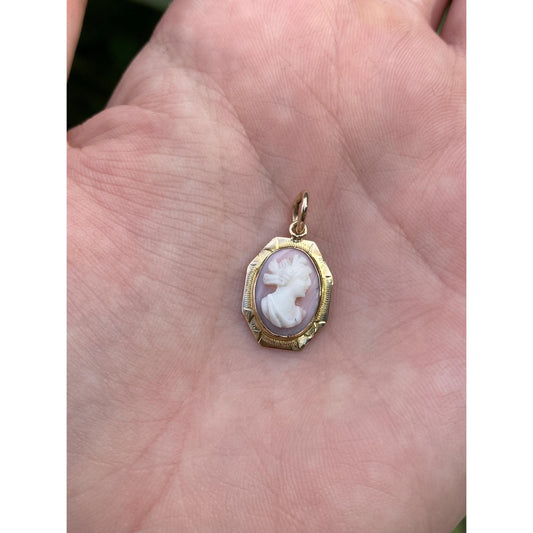 Vintage Solid 14k Yellow Gold Cameo Stick Pin Conversion Charm