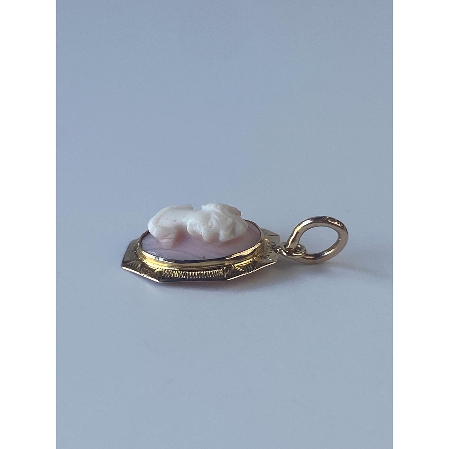 Vintage Solid 14k Yellow Gold Cameo Stick Pin Conversion Charm