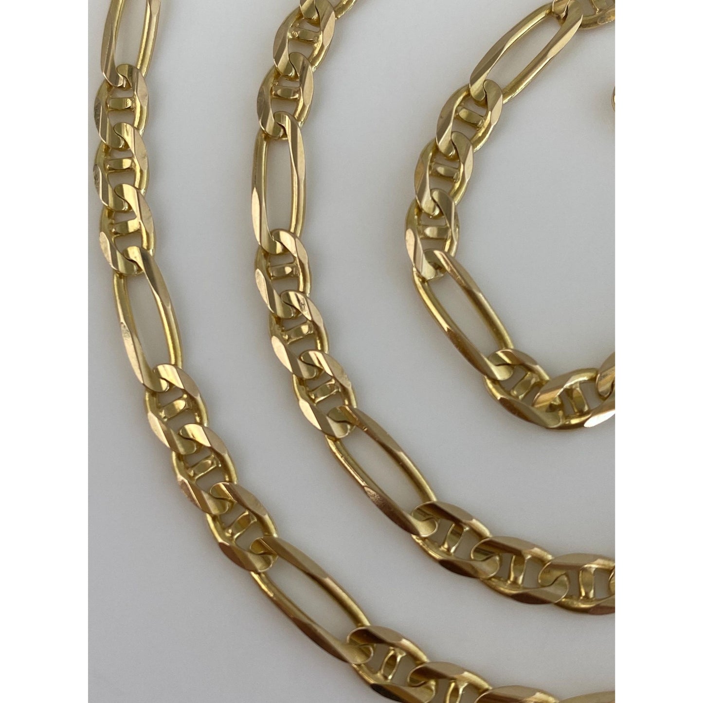 Vintage Solid 14k Yellow Gold Figaro Mariner Link Chain Necklace - 17.75 inches