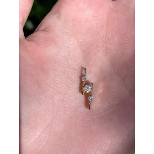 Vintage Solid 18k White & Yellow Gold Diamond Step Slide Charm