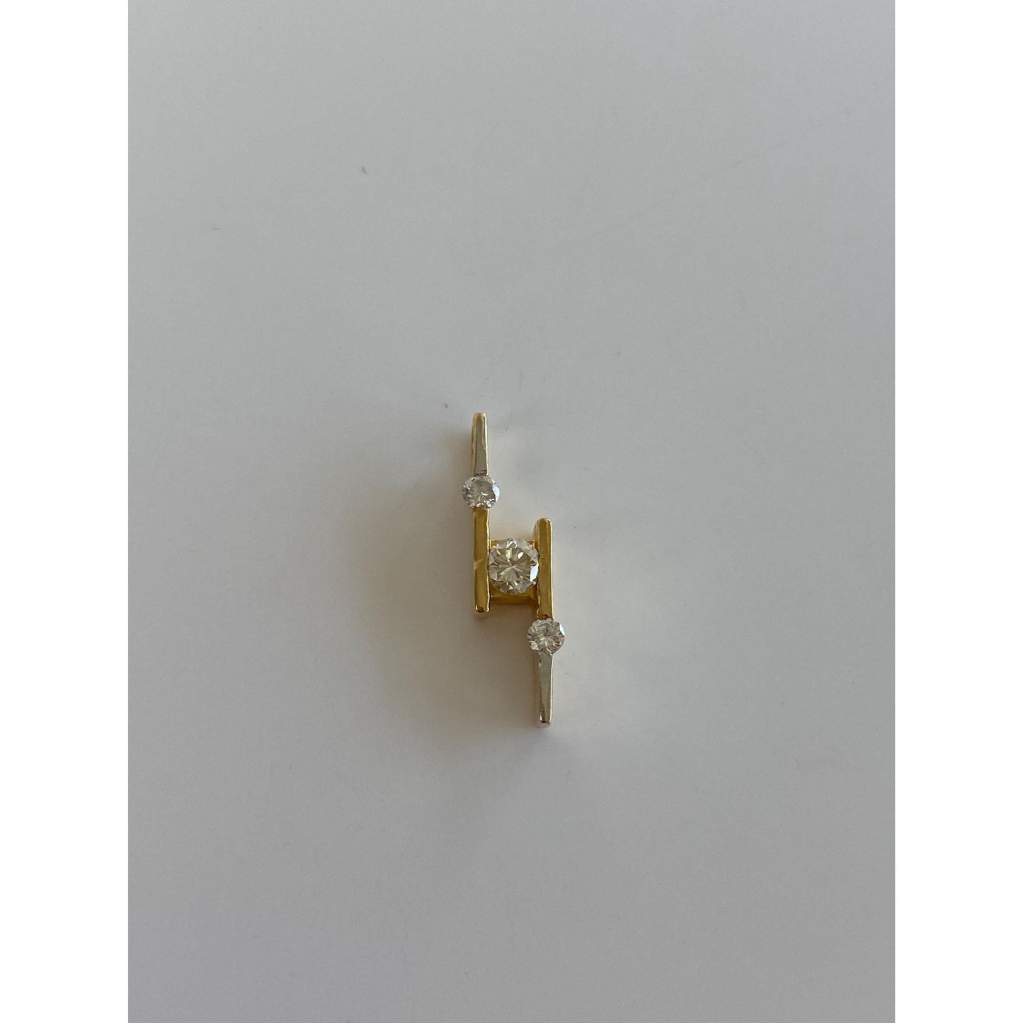 Vintage Solid 18k White & Yellow Gold Diamond Step Slide Charm