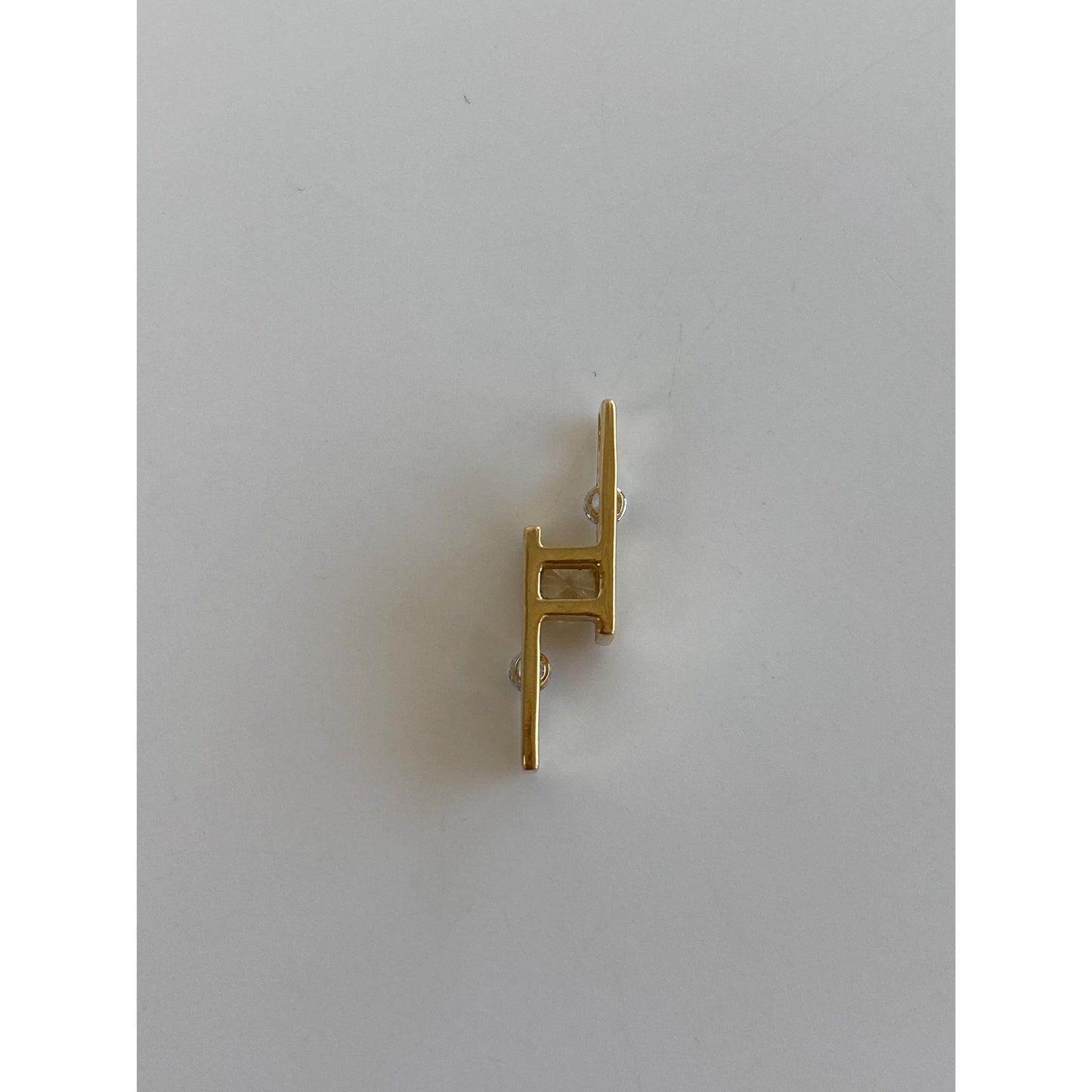 Vintage Solid 18k White & Yellow Gold Diamond Step Slide Charm
